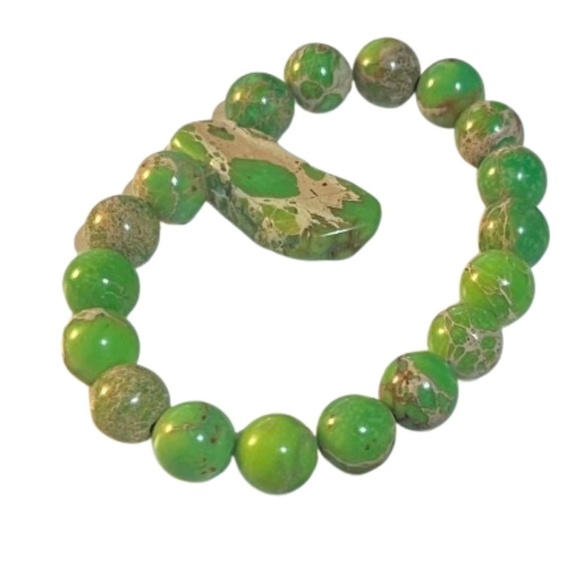 Copper Green Turquoise Stretch Bracelet - Picture 2 of 3